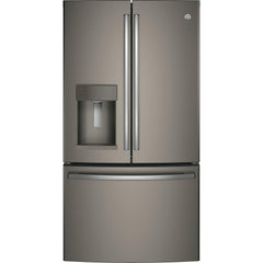 GE 36-inch, 27.8 cu.ft. Freestanding French 3-Door Refrigerator with Ice and Water Dispensing System GFE28GMKES IMAGE 1