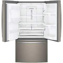  GE 36-inch, 27.8 cu.ft. Freestanding French 3-Door Refrigerator with Ice and Water Dispensing System GFE28GMKES IMAGE 3
