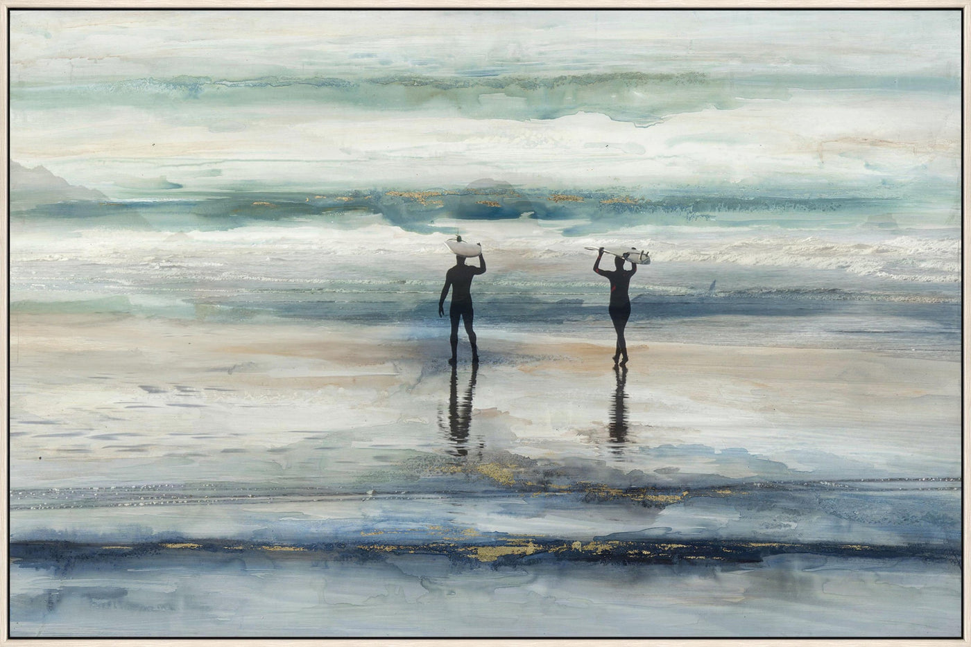''Silhouette Beach'' Hand-painted Canvas in Frame