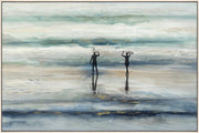 ''Silhouette Beach'' Hand-painted Canvas in Frame