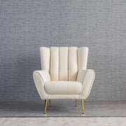 Sillón francés capitoné Gianna de bouclé beige