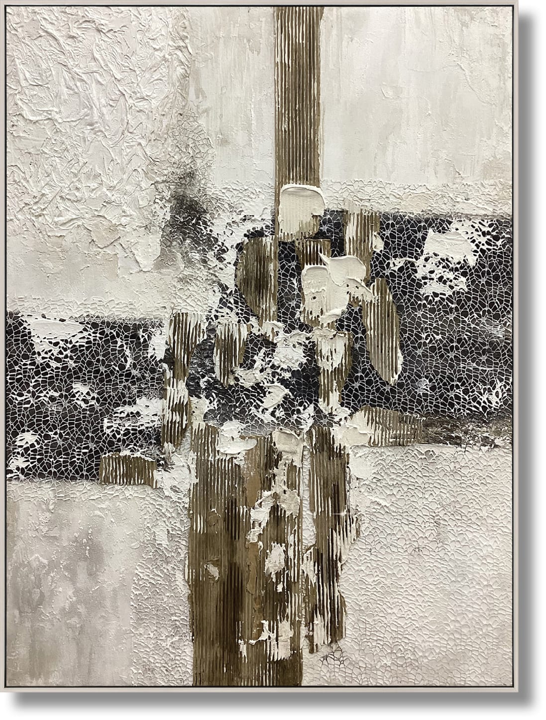 ''Textured Urban Crossroads'' Hand-painted Canvas in Frame