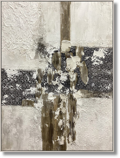 ''Textured Urban Crossroads'' Hand-painted Canvas in Frame