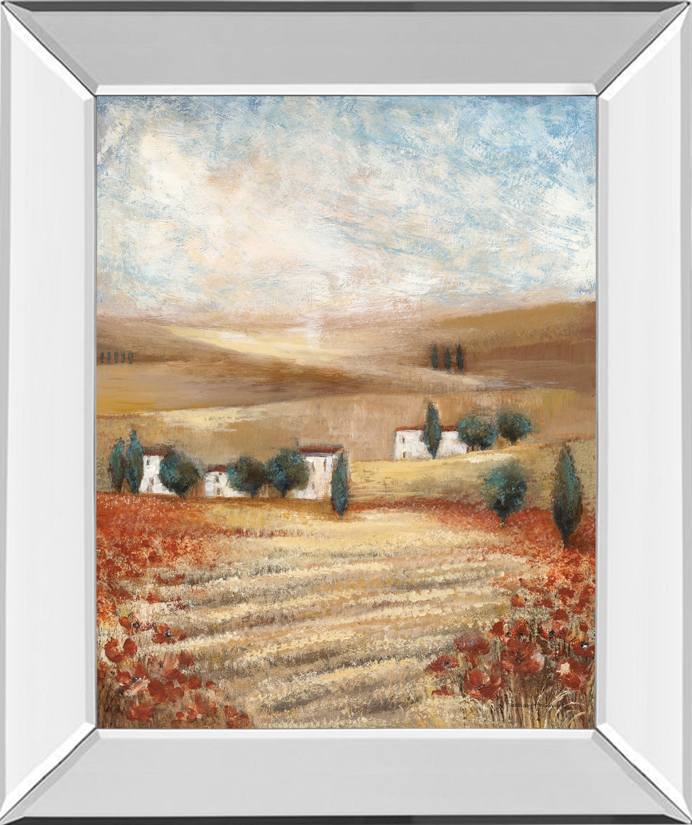 Mirrored Frame Hilltown Landscape I By Rosie Abrahams