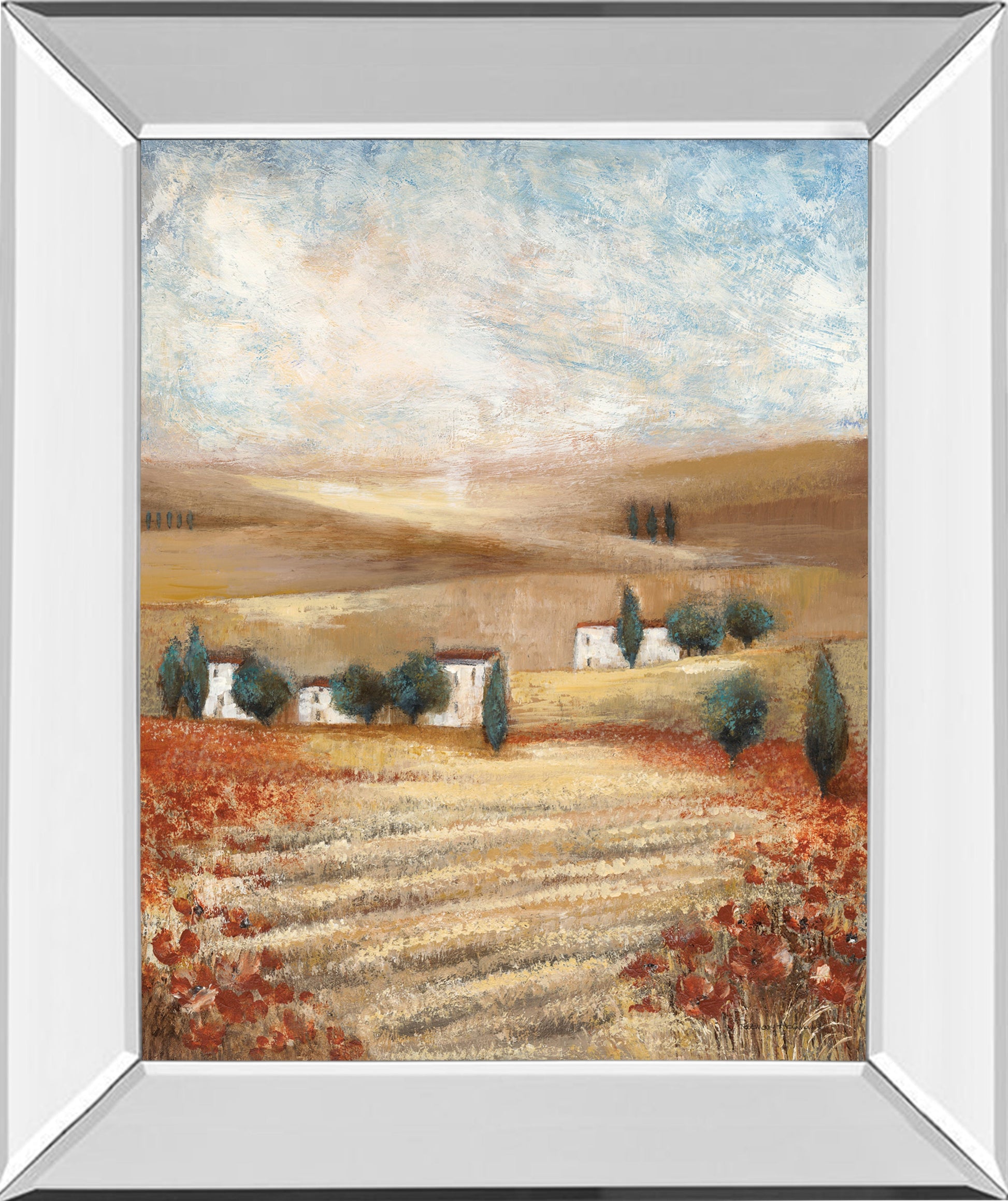 Mirrored Frame Hilltown Landscape I By Rosie Abrahams
