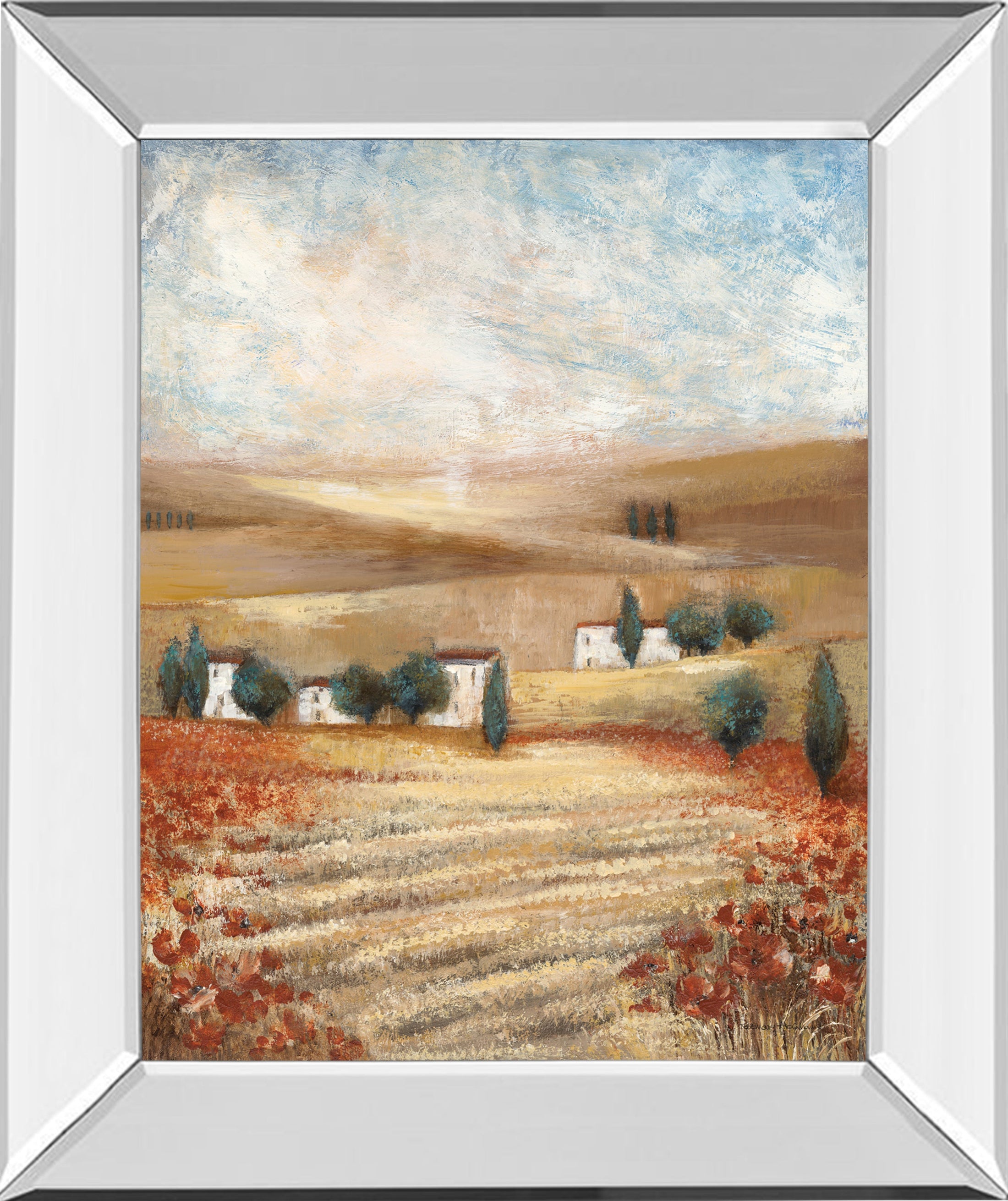 Mirrored Frame Hilltown Landscape I By Rosie Abrahams