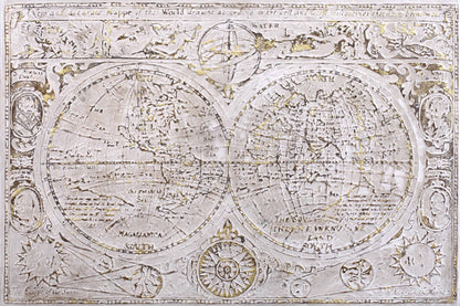 ''Gilded Vintage World Map Embellished Canvas'' Hand-painted Wrapped Canvas