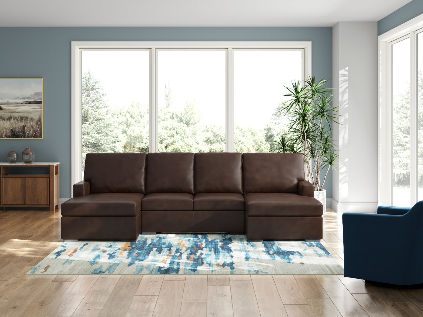 Modern Day 3-Piece Sectional with Double Chaise