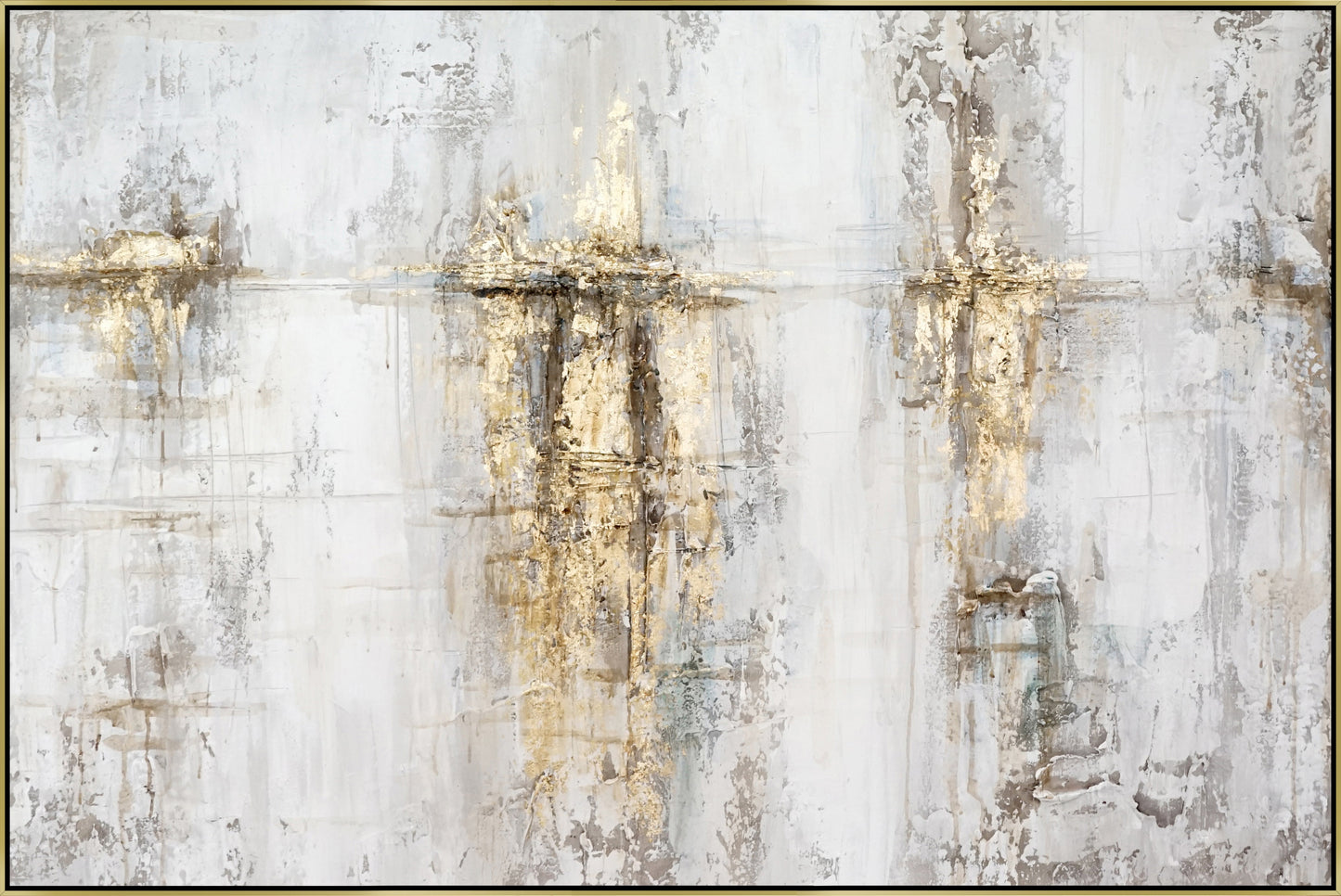 ''Luxe Mist Textured Abstract'' Hand-painted Canvas in Frame