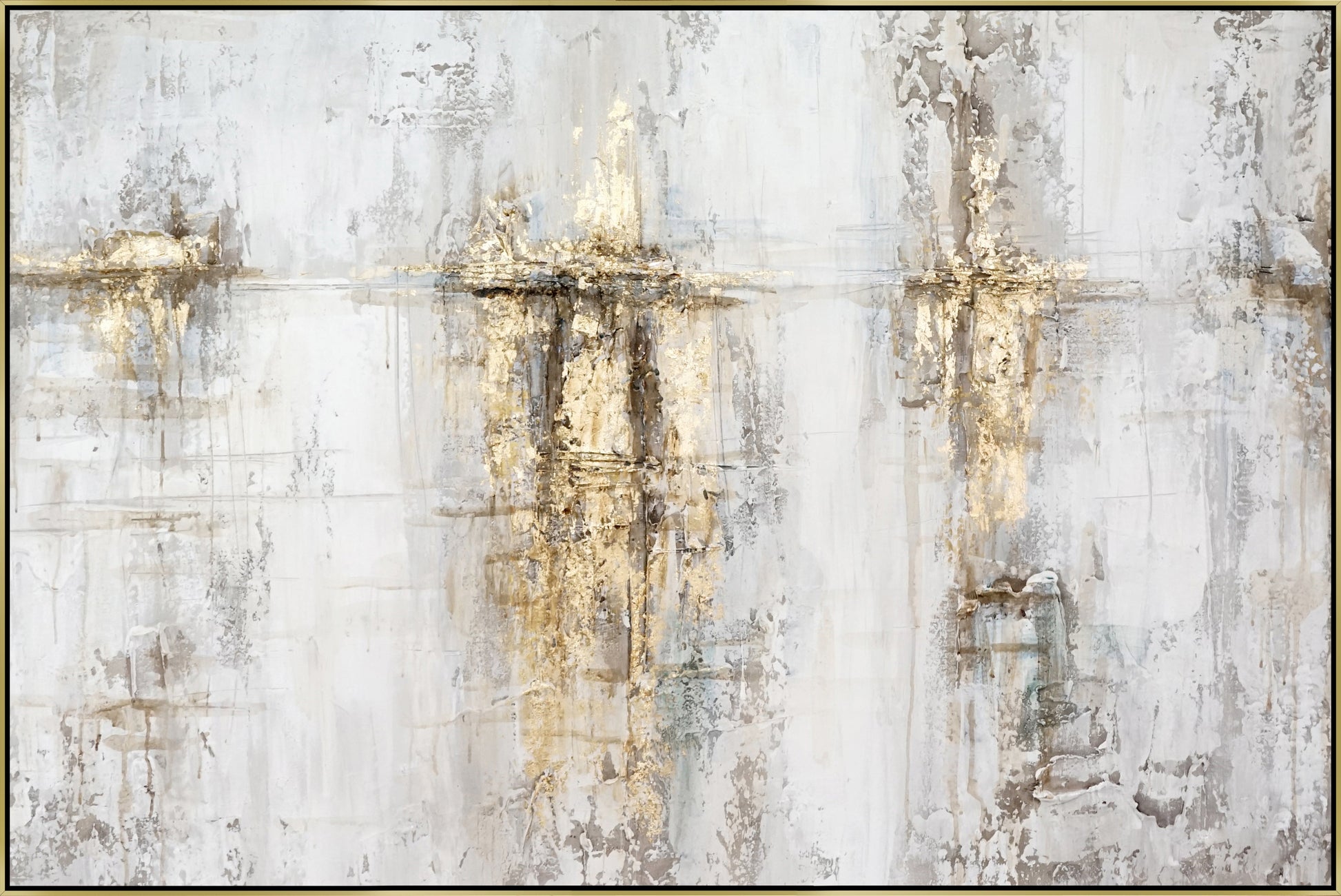 ''Luxe Mist Textured Abstract'' Hand-painted Canvas in Frame