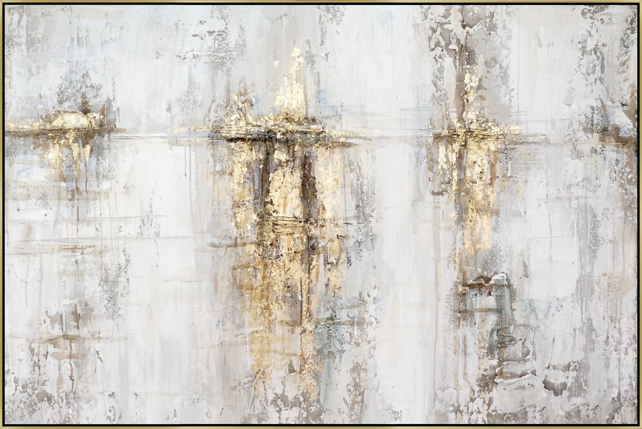 ''Luxe Mist Textured Abstract'' Hand-painted Canvas in Frame