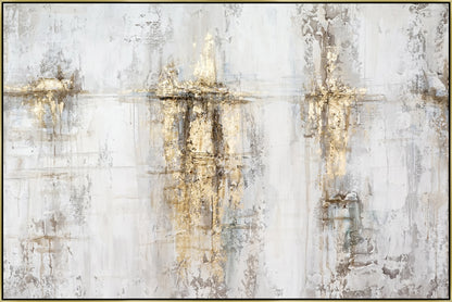 ''Luxe Mist Textured Abstract'' Hand-painted Canvas in Frame