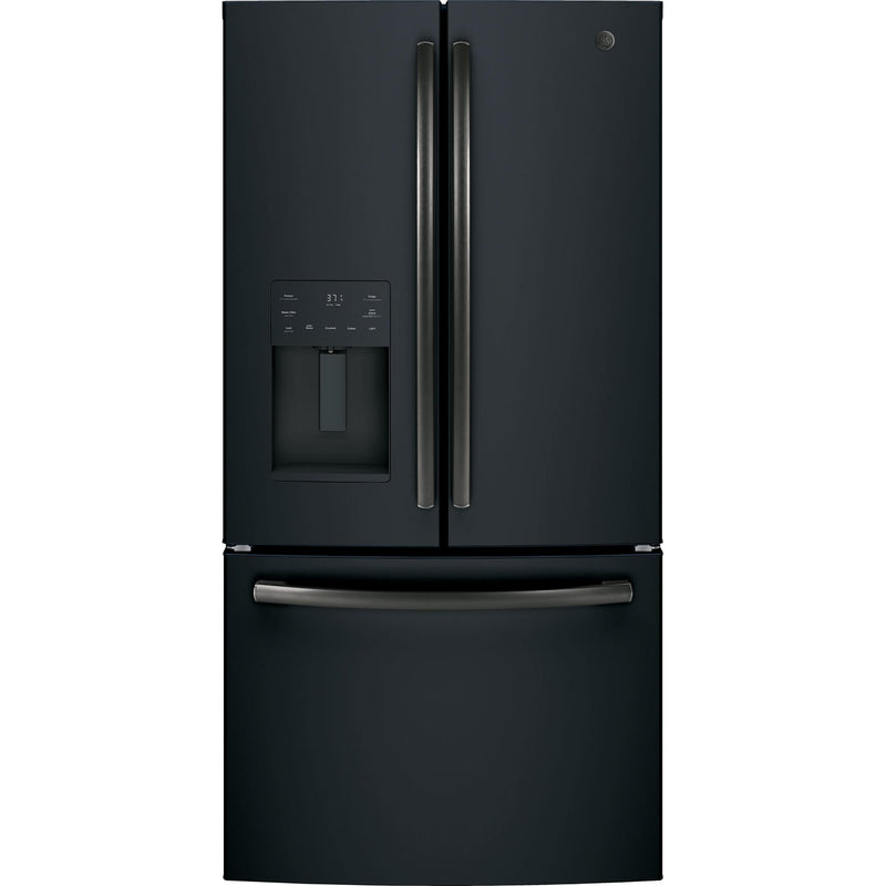 GE 36-inch, 25.6 cu.ft. Freestanding French 3-Door Refrigerator with Multiflow Air System GFE26JEMDS