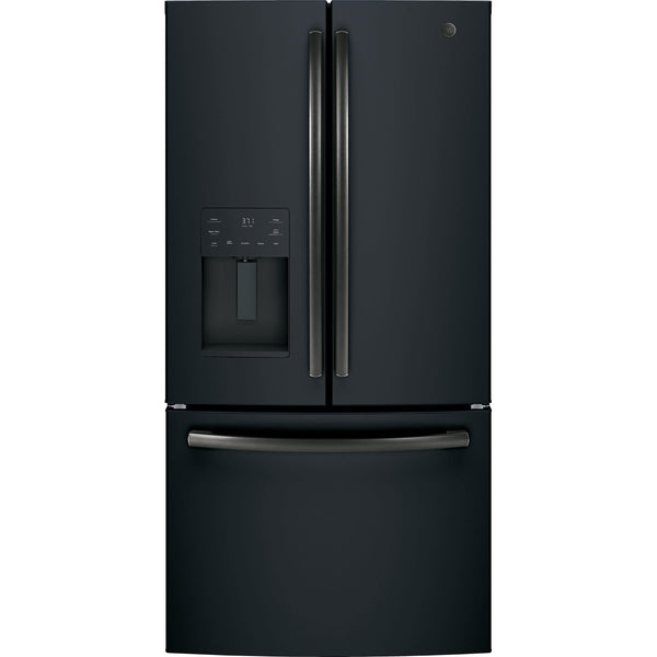 GE 36-inch, 25.6 cu.ft. Freestanding French 3-Door Refrigerator with Multiflow Air System GFE26JEMDS