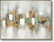 ''Golden Haze Modern Blocks'' Hand-painted Canvas in Frame