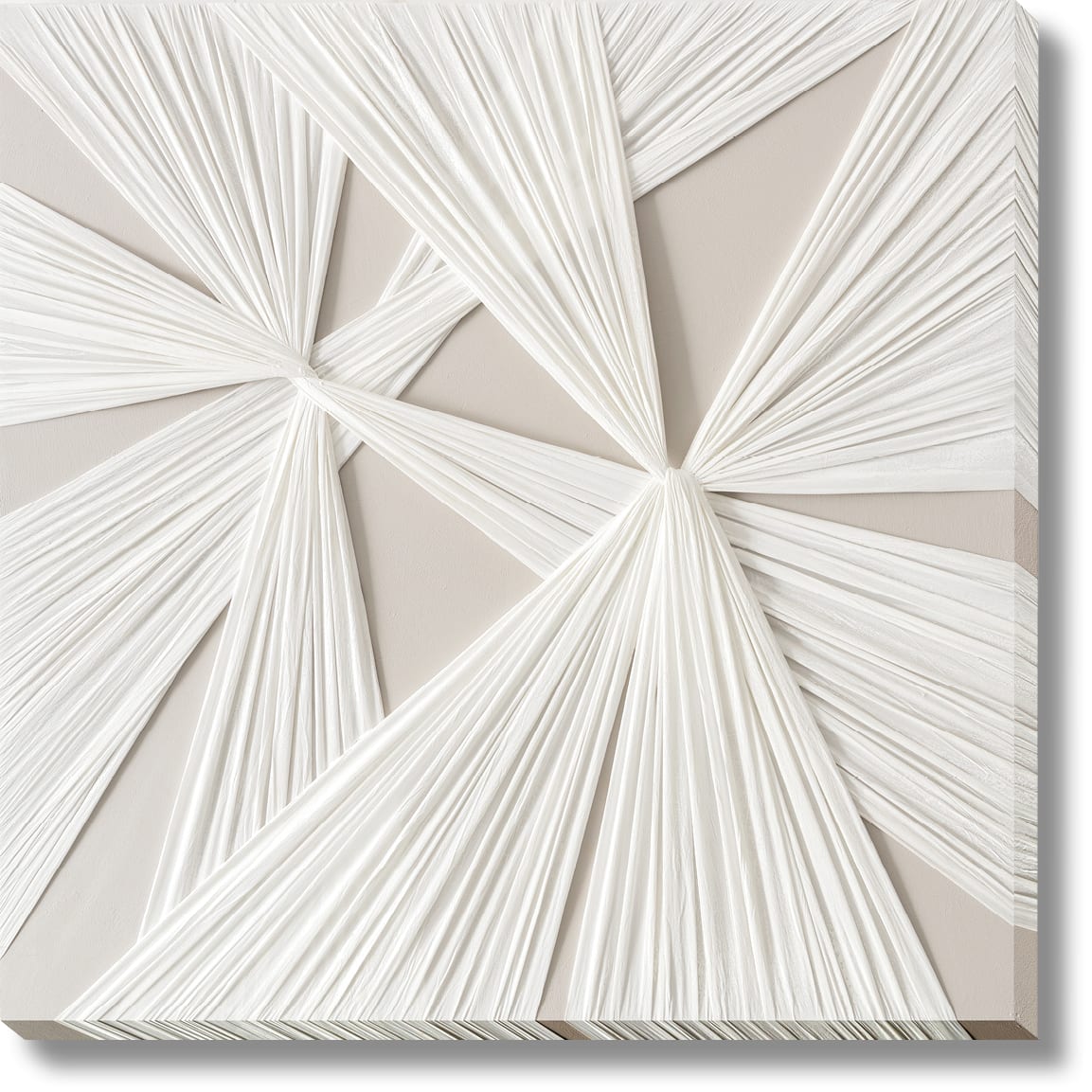 ''Textured Luxe White Geo Canvas'' Hand-painted 3D Canvas
