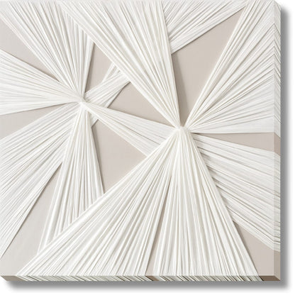 ''Textured Luxe White Geo Canvas'' Hand-painted 3D Canvas