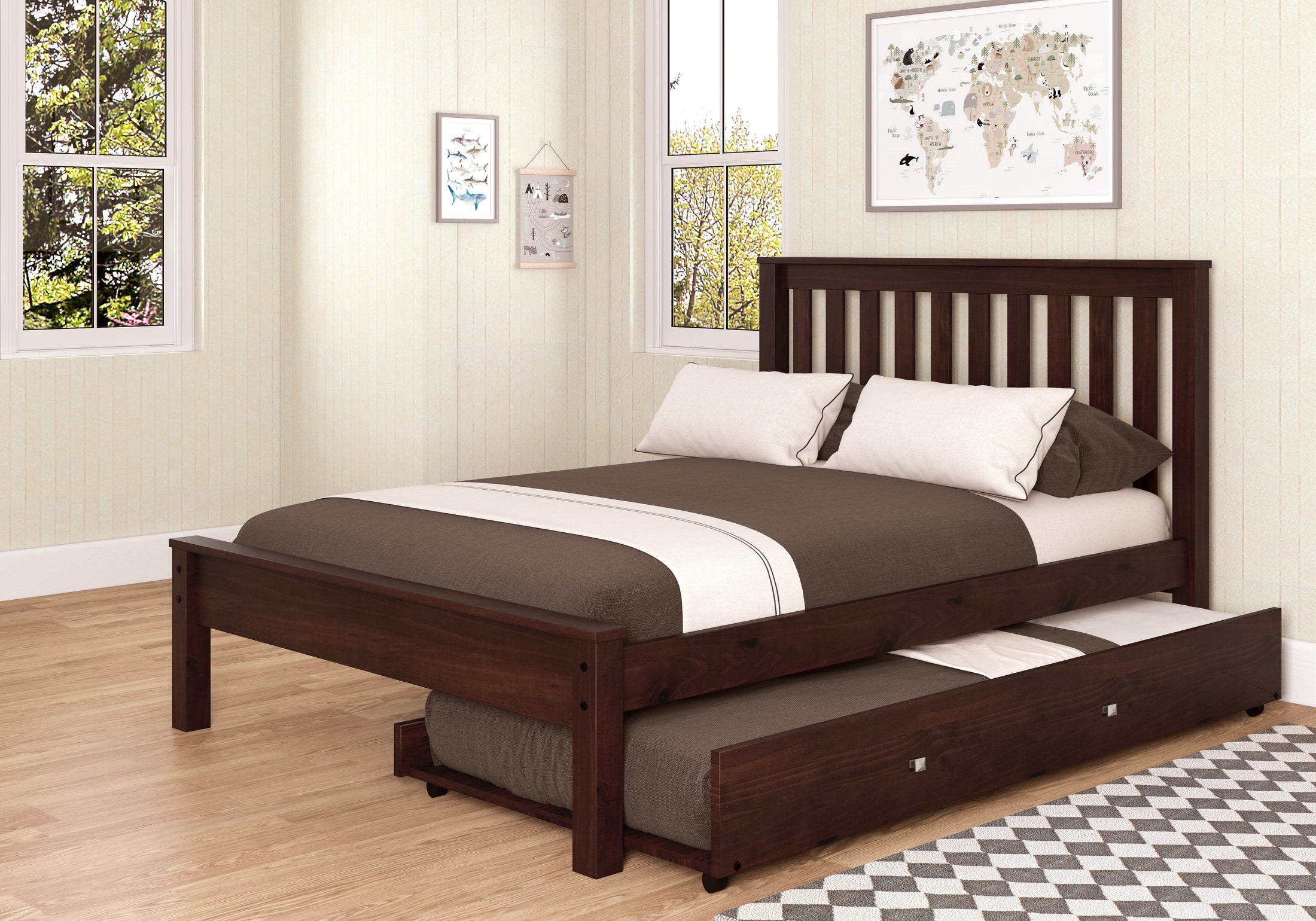 Contempo Mission Cappuccino Bed with Twin Trundle