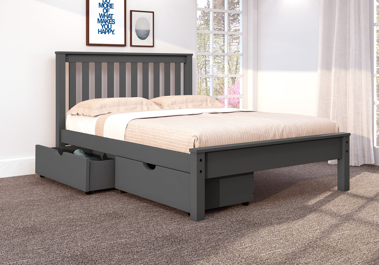 Contempo Mission Bed with Dual Underbed Drawers
