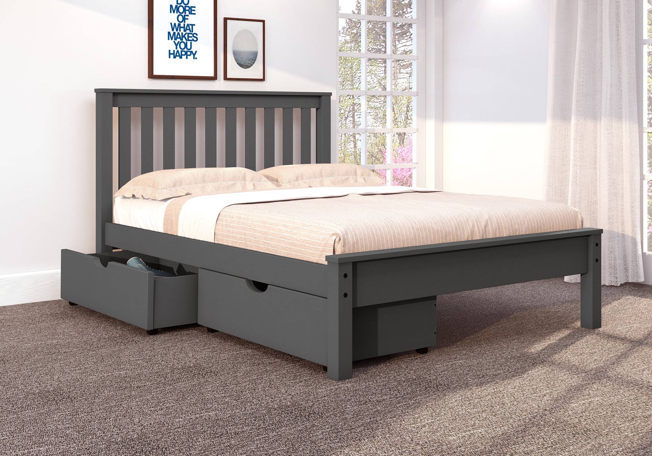Contempo Mission Bed with Dual Underbed Drawers