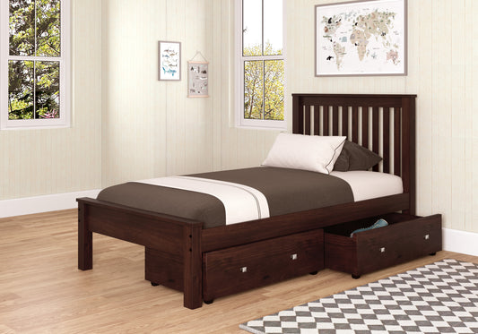 Contempo Mission Cappuccino Bed with Dual Underbed Drawers