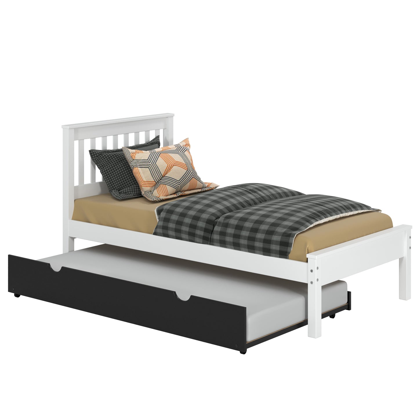 Contempo Mission White Bed with Black Trundle