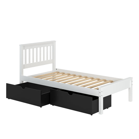 Contempo Mission White Bed with Dual Black Underbed Drawers