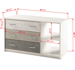 Panel Rustic White & Grey 3 Drawer Chest and Shelf