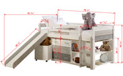 Panel Rustic White & Grey Modular Low Loft with Slide & Storage