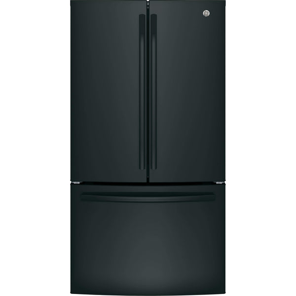 GE 36-inch, 27 cu.ft. Freestanding French 3-Door Refrigerator with Internal Water Dispenser GNE27JGMBB