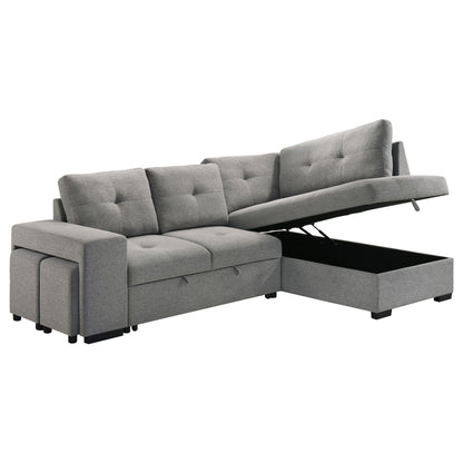 Roanne Fabric Upholstered Sleeper Sectional Sofa Grey