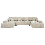 Cannella U-Shaped Double Chaise Upholstered Sectional Sofa Beige