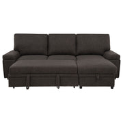 Demko Sleeper Sectional Sofa with Speaker and Storage Chaise Brown