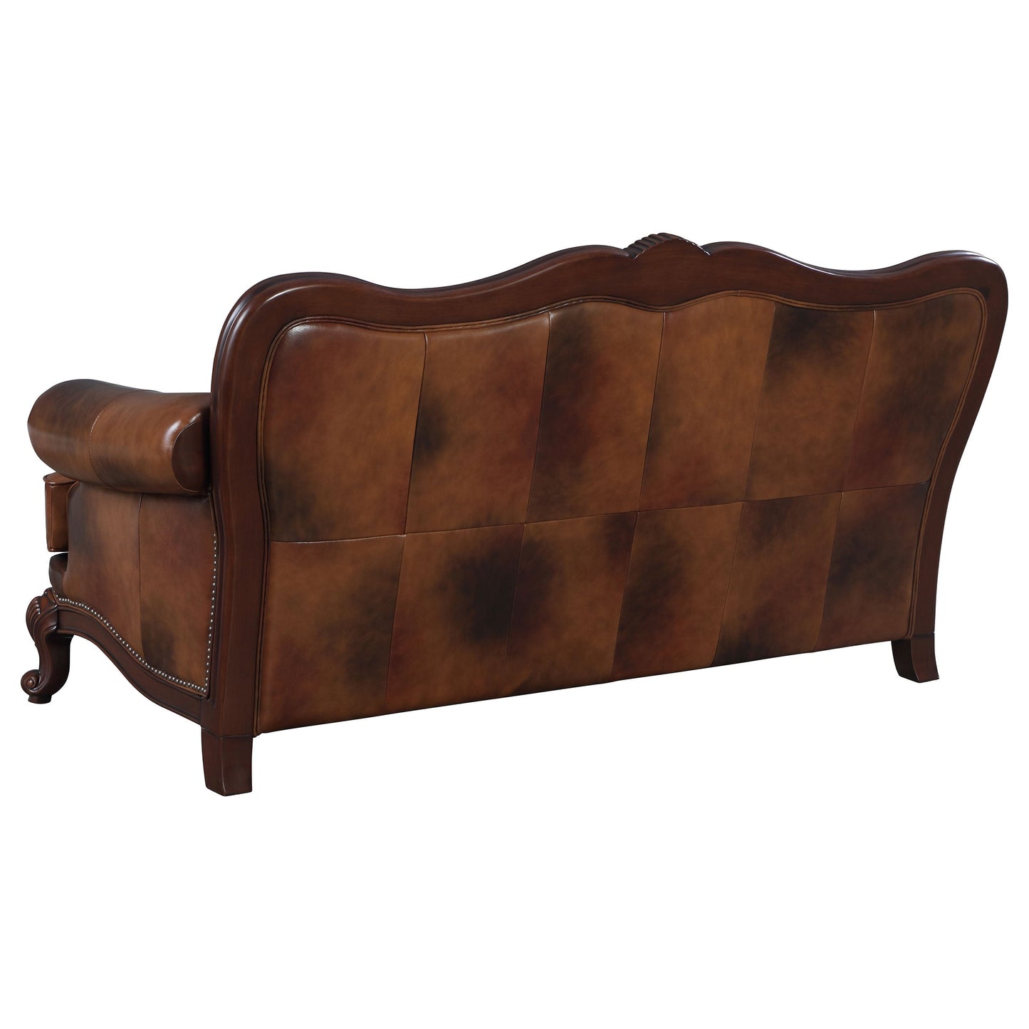 Victoria Leather Upholstered Rolled Arm Sofa Brown