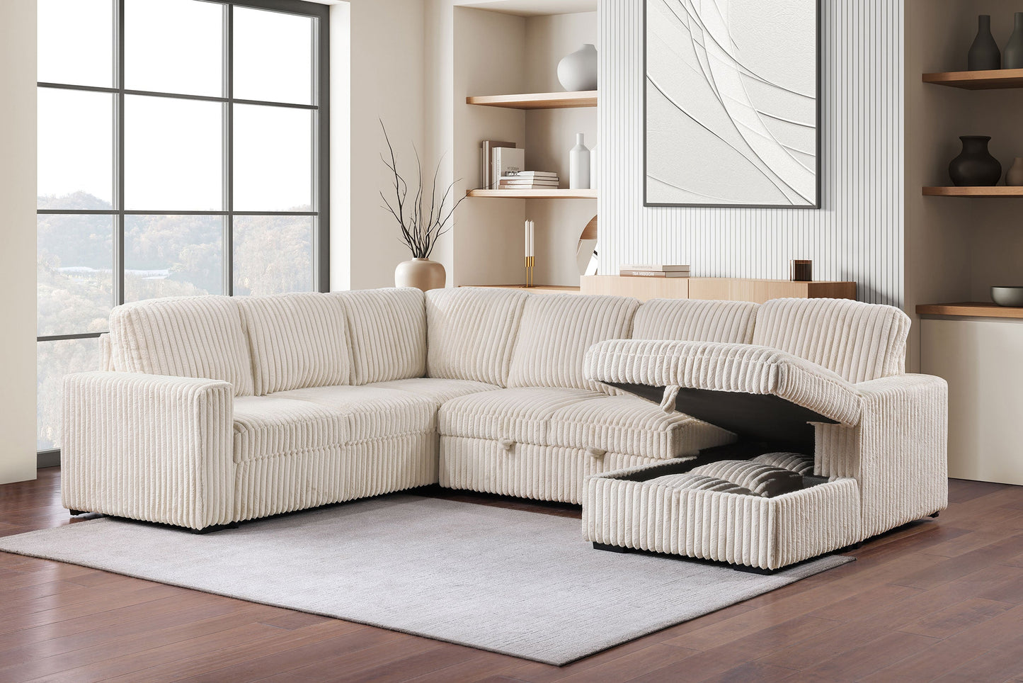 Devonshire Sleeper Sectional Sofa Storage Chaise