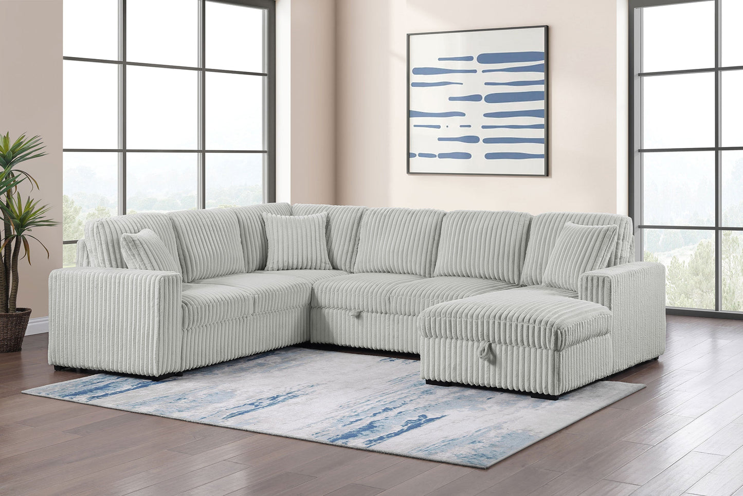 Devonshire Sleeper Sectional Sofa Storage Chaise