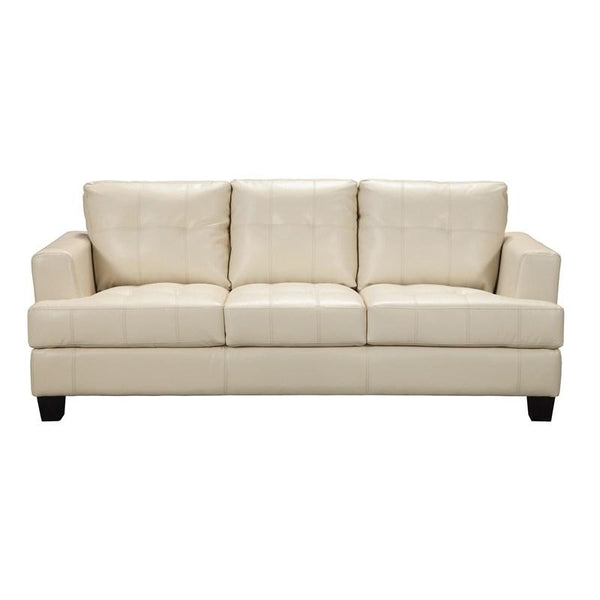 Contemporary Cream Leather Sofa