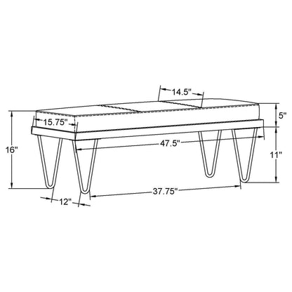 Banco de acento tapizado Chad Denim azul oscuro