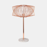 Metal 28" Table Lamp W/cage Shade, Rose Gold