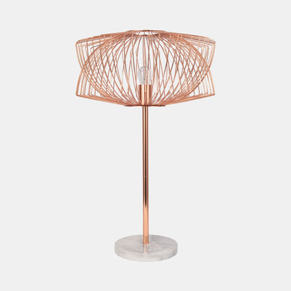 Metal 28" Table Lamp W/cage Shade, Rose Gold