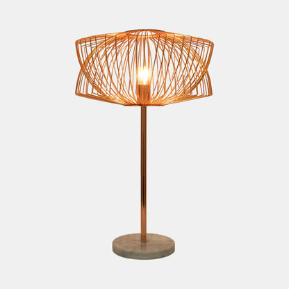 Metal 28" Table Lamp W/cage Shade, Rose Gold