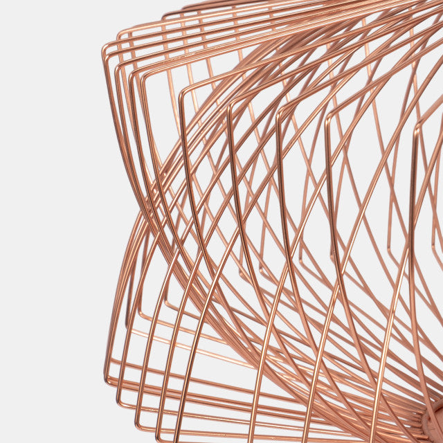 Metal 28" Table Lamp W/cage Shade, Rose Gold