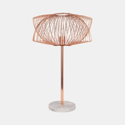 Metal 28" Table Lamp W/cage Shade, Rose Gold