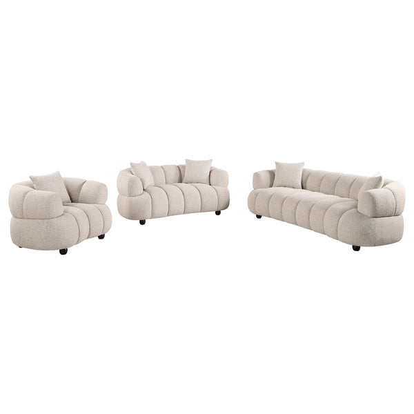 Whitney Contemporary Channel Tufted Woven Fabric Upholstered Sofa Set