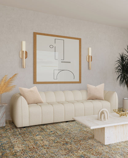 Sofá extra largo tapizado Winchester Boucle color arena y guijarro