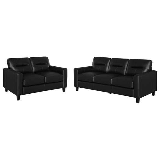 Scotland Faux Leather Upholstered Sofa Set Black