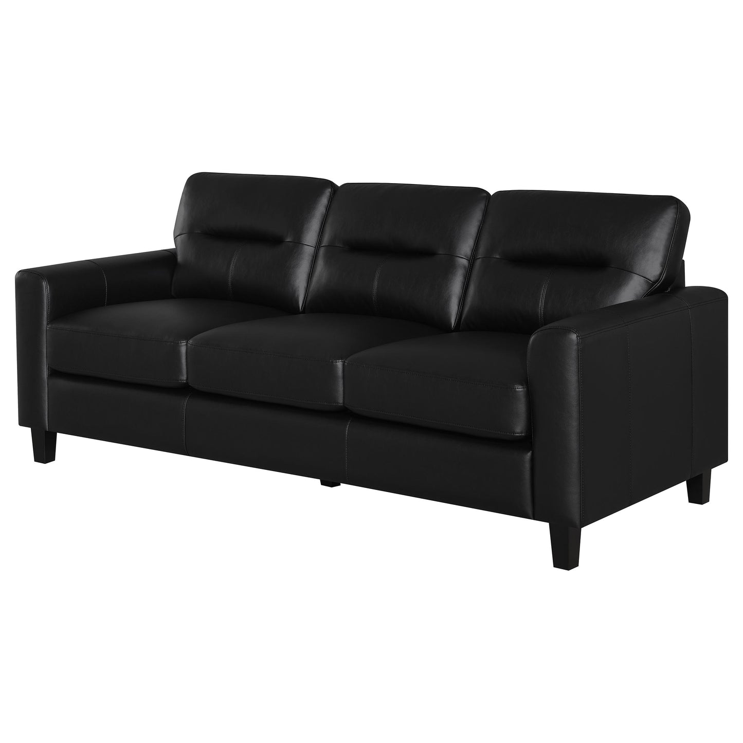 Scotland Faux Leather Upholstered Track Arm Sofa Black