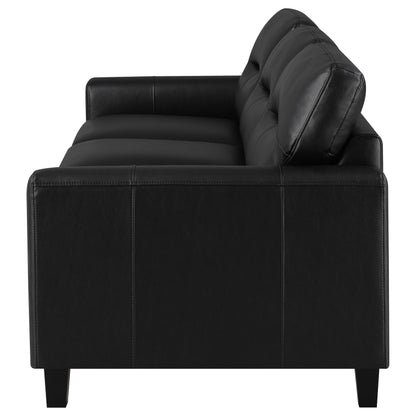 Scotland Faux Leather Upholstered Track Arm Sofa Black