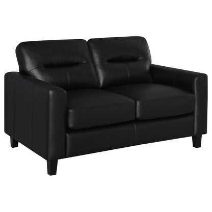 Scotland Faux Leather Upholstered Track Arm Loveseat Black
