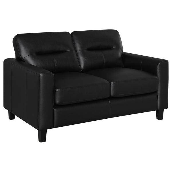 Scotland Faux Leather Upholstered Track Arm Loveseat Black